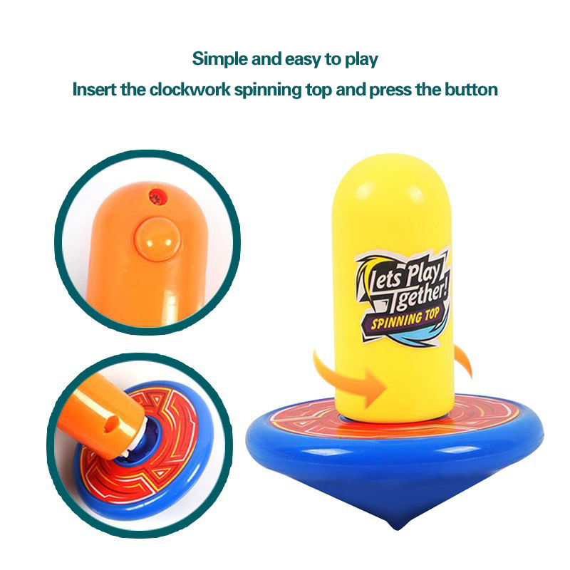 Simple and easy to play, insert the clockwork spinning top and press the button. Come and challenge the five-layer gameplay. | 簡單易玩,插入發條陀螺,按下按鈕。 快來挑戰五層玩法吧!看看誰能做到。