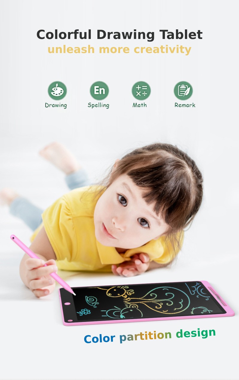 Colorful Drawing Tablet: Unleash more creativity. For drawing, writing, spelling, math and remark | 彩色畫板:釋放更多創造力。用於繪畫、練筆寫字、數學草算和留言