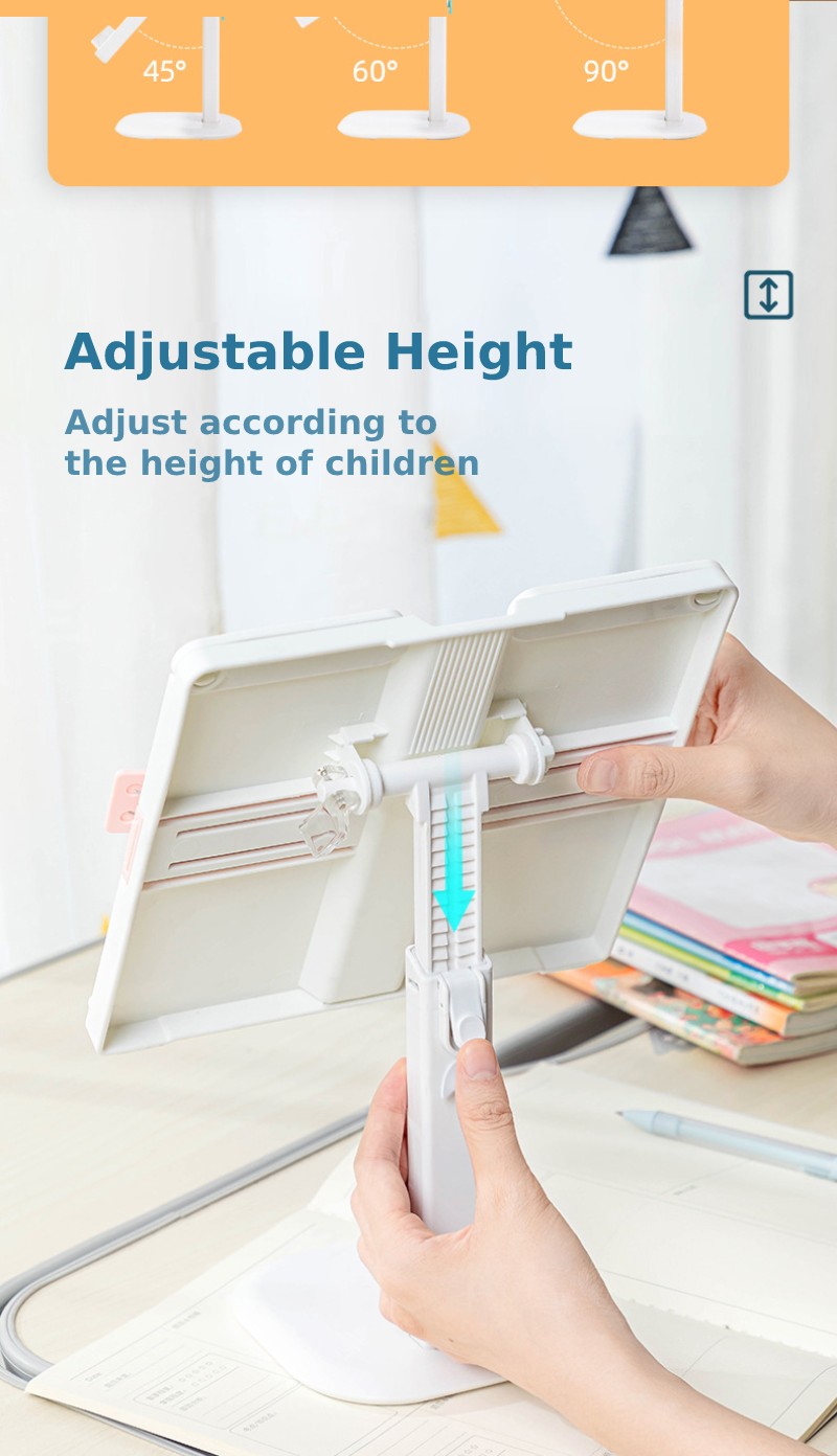 Retractable Book Holder Design: Adjust to suit your reading angle. Adjustable Height: Adjust according to the height of the children | 可伸縮書架設計:調整以適合您的閱讀角度。 可調高度:根據兒童身高調整